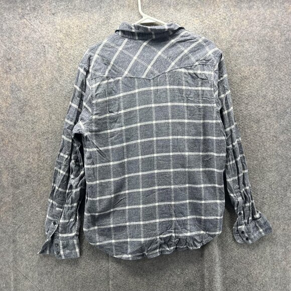 Lucky Brand Shirt Mens Medium Gray Plaid Saturday Stretch Flannel Button Front - Picture 2 of 11